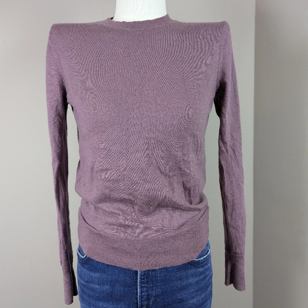 Uniqlo Extra Fine Merino Wool Crewneck Sweater – Mauve Purple Long Sleeve XS - Picture 2 of 7